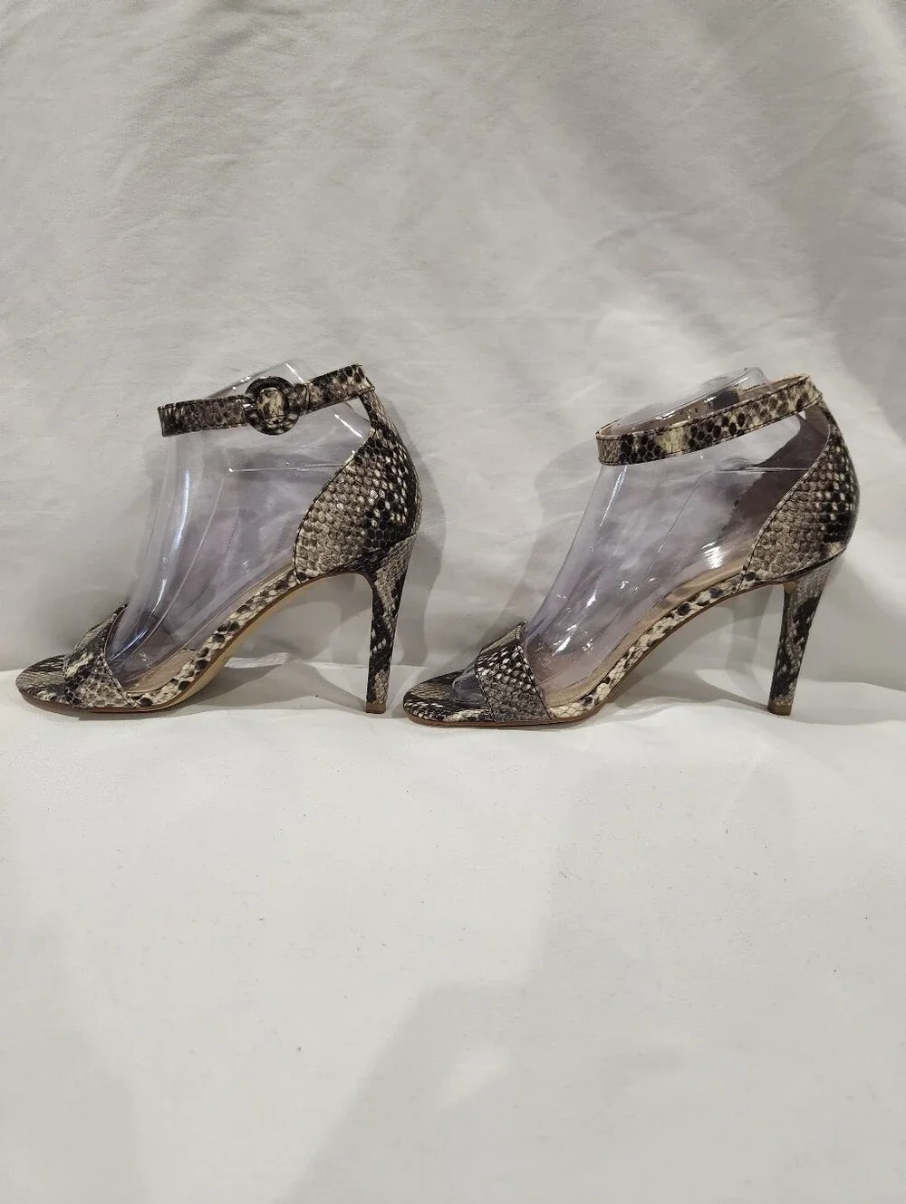 Marc Fisher Kora Strappy Snake-Print Ankle Strap Heels Size 7